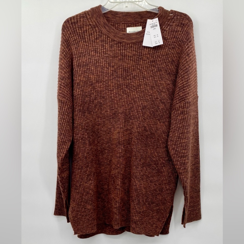 Abercrombie and Fitch Soft a & f ribbed oversized rust sweater size L - Picture 6 of 10